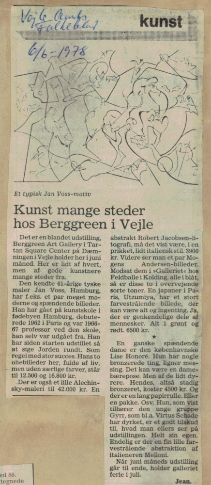 Jan Voss: Anschreiben an die Galerie Birch 1977